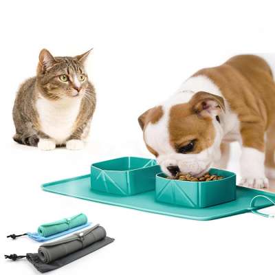 Factory supply Silicone pet travel bowl for hiking camping walking outdoor or in door expandable feeding bowl for cat dog wateri