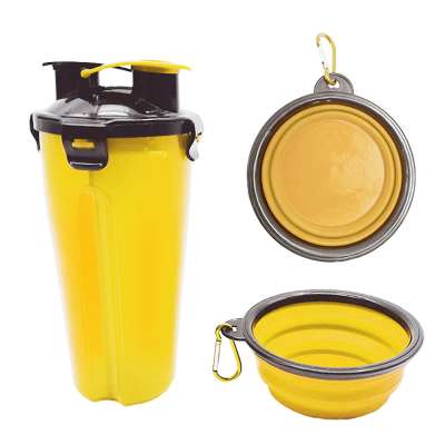 Wholesale 2 in 1 dog travel bottle carrying both food and water with portable bowl