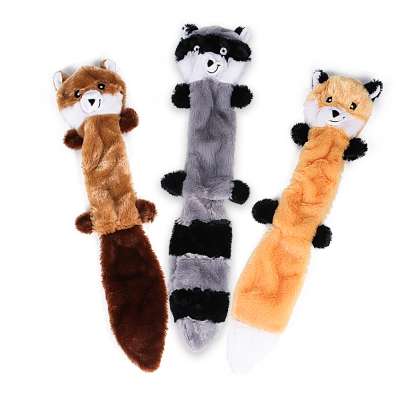 Long plush no stuffing animal design squeeze  popular  pet dog toys