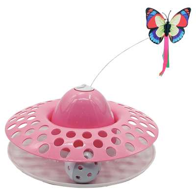 Interactive Cat Teaser 360 Automatic Electric Rotating Butterfly & Glowing Ringing Bell Ball Toys