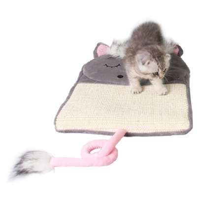 wholesale Sisal Plush Cat Scratch Pad toy Handmade Hemp Resting Pad Mat for Cat or Kitten with Bells